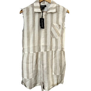 BLANKNYC Striped‎ Linen Romper In Changing Lanes Size XS Women NWT